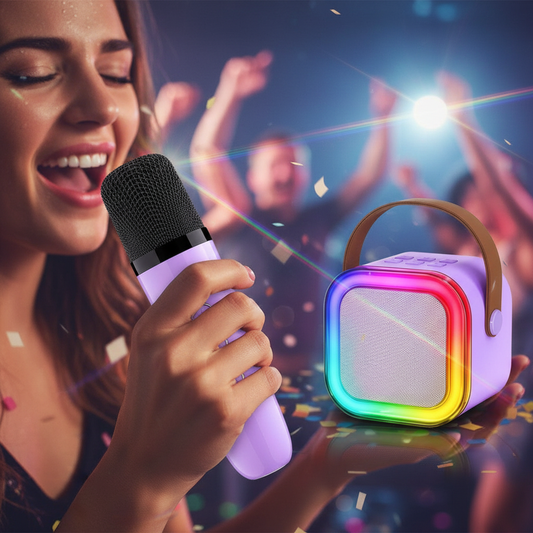 Close-up singing with microphone