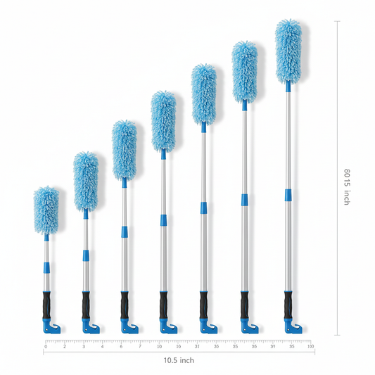 Telescopic duster at different lengths