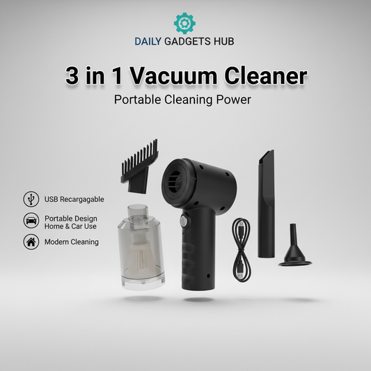 3 in 1 Vacuum Cleaner with DAILY GADGETS HUB branding