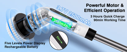 Electric Spin Scrubber - Cordless Power Cleaning Brush with 8 Replaceable Heads