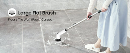 Electric Spin Scrubber - Cordless Power Cleaning Brush with 8 Replaceable Heads
