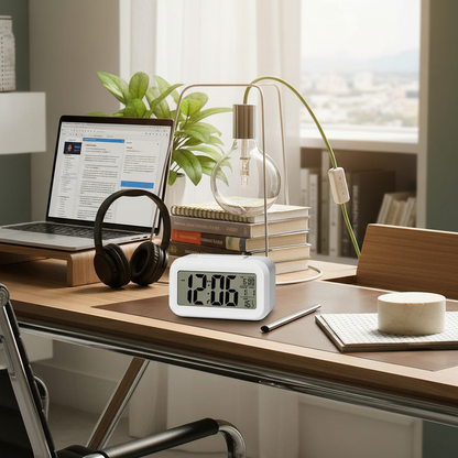 Clock on study desk for productivity