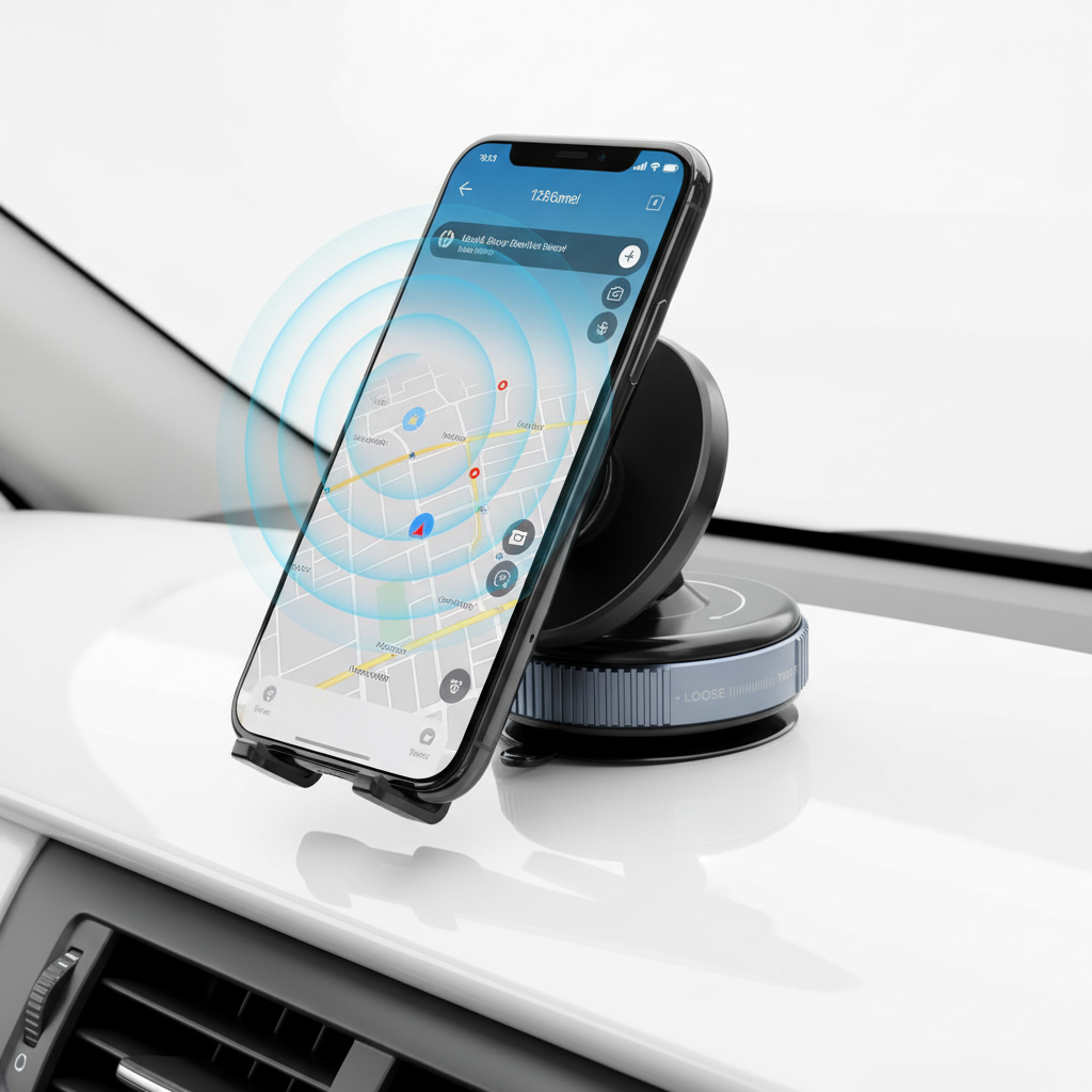 Phone attached to holder